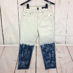 Gap Women's Cheeky Straight Bleached Jeans Size 4/27 Colorblock Button Fly Y2K